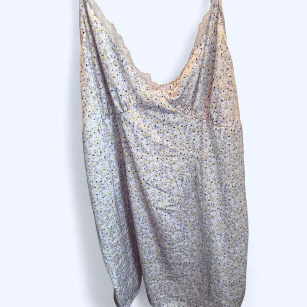 H&M Divided Floral Mini Dress Lavender Lace Trim